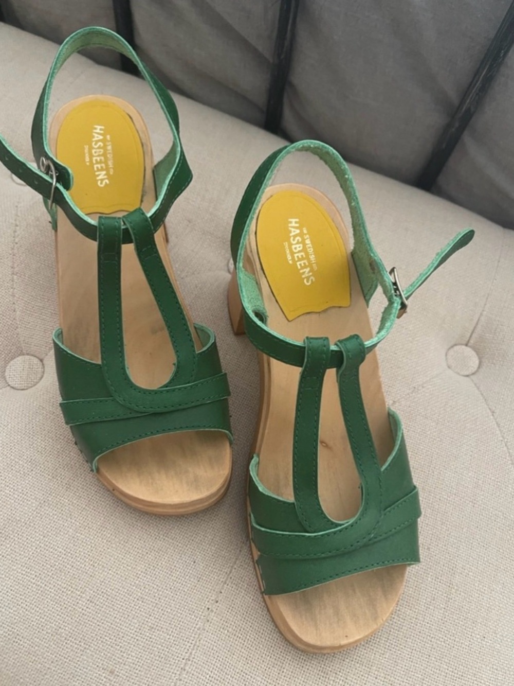 Swedish Hasbeens Wooden Heel Sandals